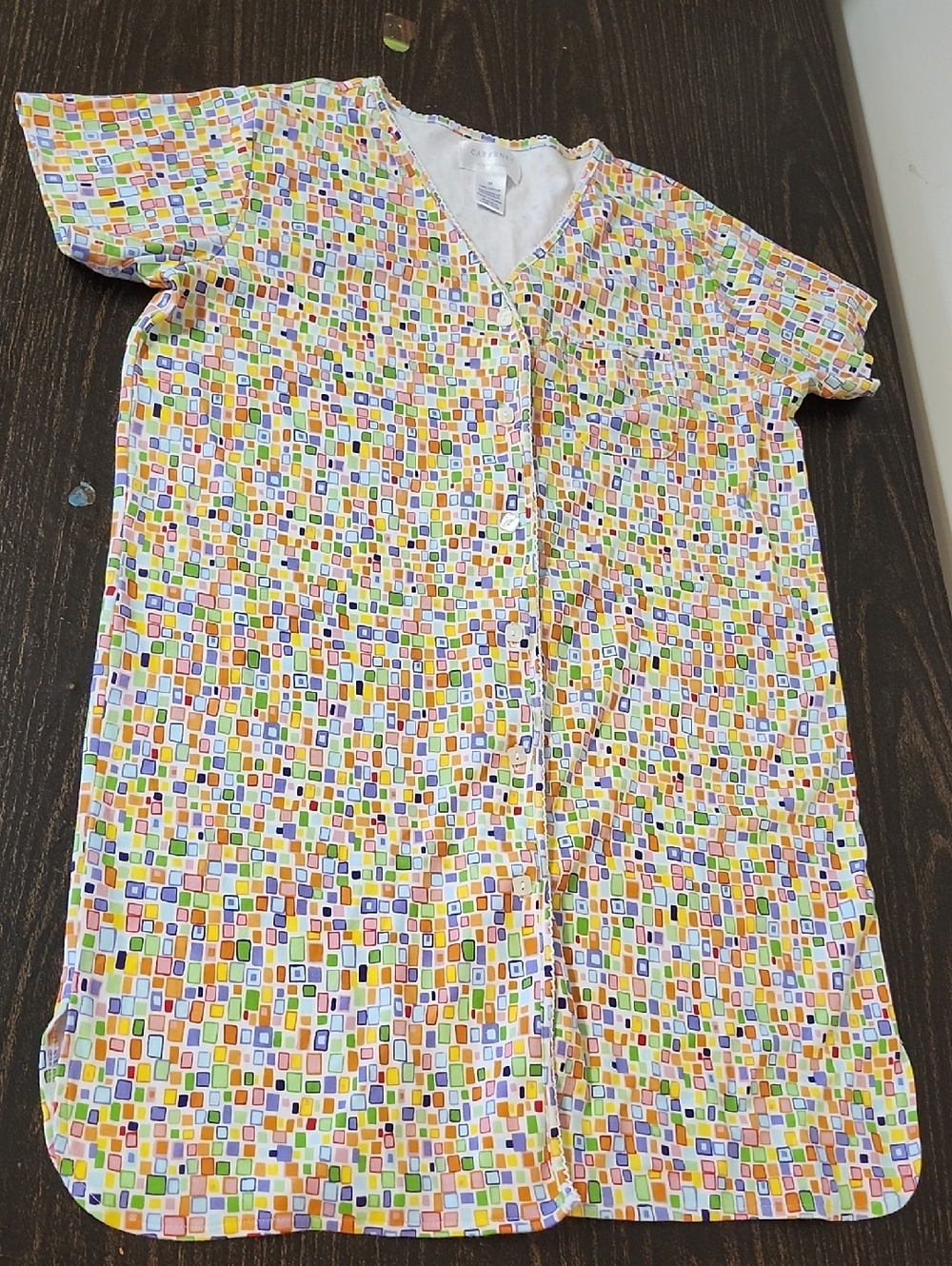 Cabernet Cotton Sleep shirt Nightgown Short Sleeves w/Buttons Size Medium
